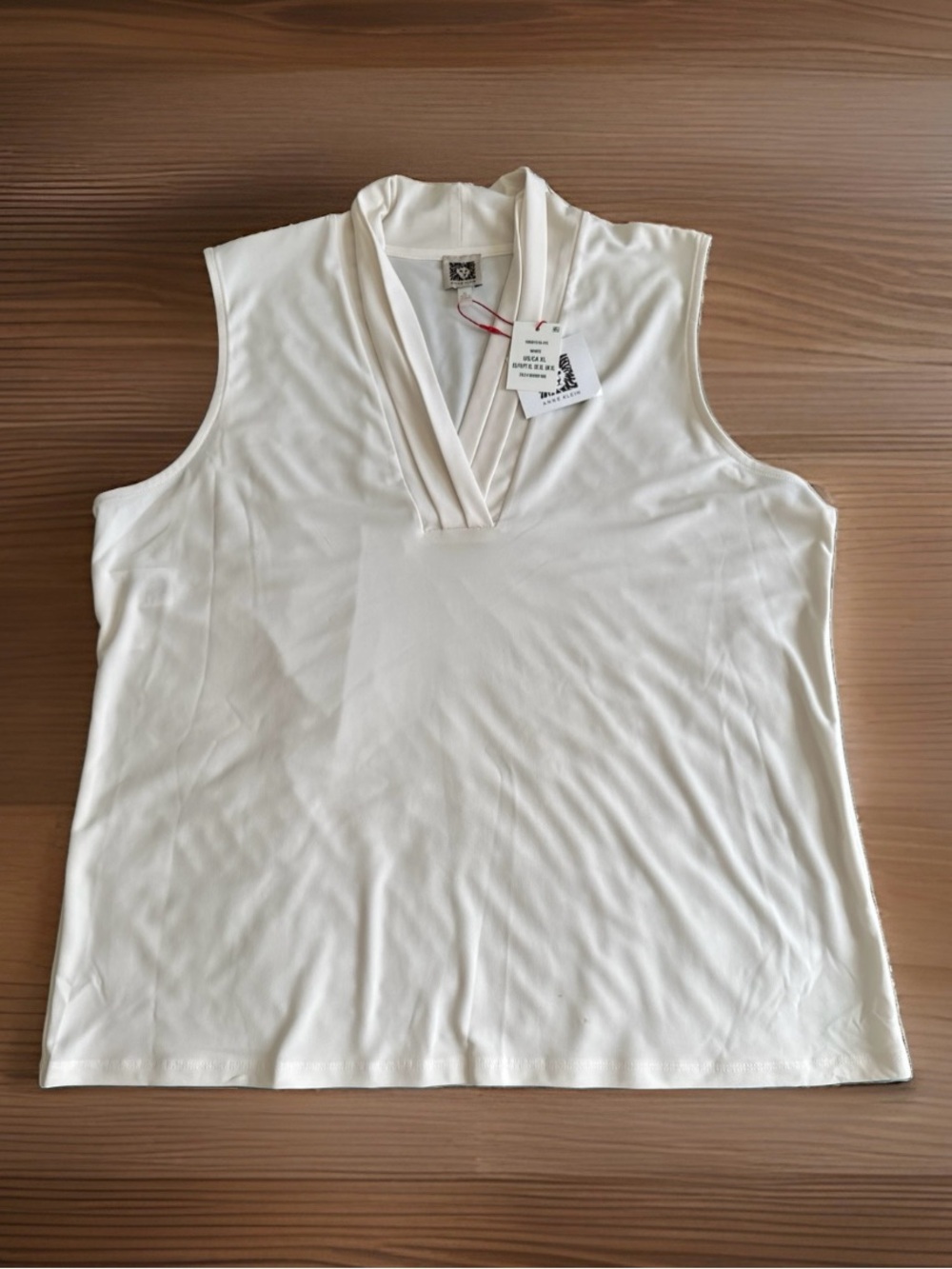 Anne Klein Cream Sleeveless V-Neck Camisole Top